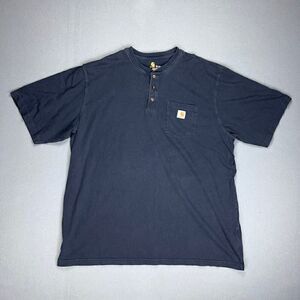 Carhartt Henley T-Shirt 3XL Tall SS Navy Blue Cotton Original Fit Workwear